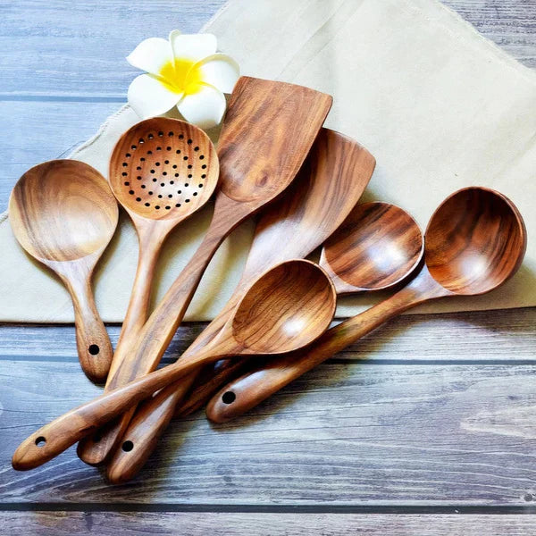 Kit Utensílios de Cozinha em Madeira Ecológica - TREND+ (COMPRE 4 LEVE 7)