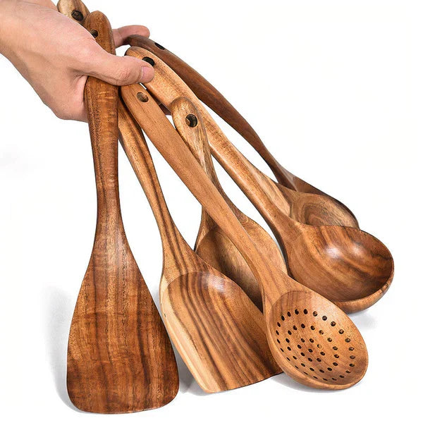 Kit Utensílios de Cozinha em Madeira Ecológica - TREND+ (COMPRE 4 LEVE 7)