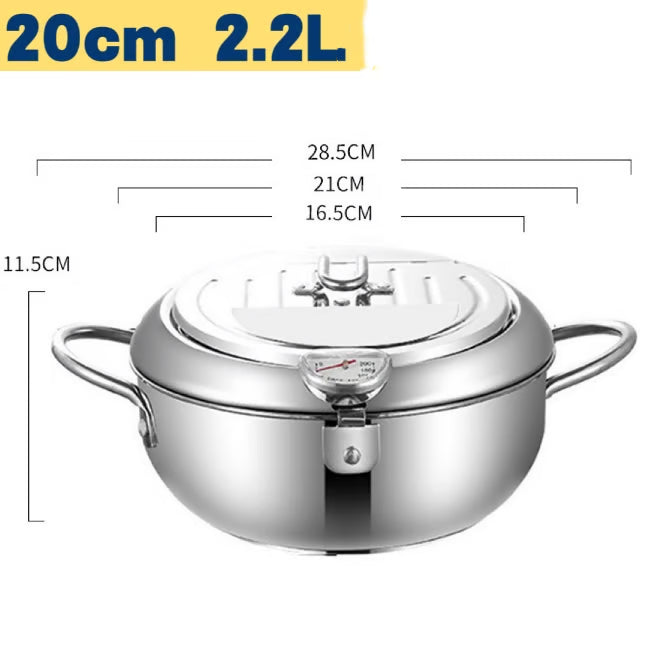 🔥 TrendFritadeira Inox com Termômetro e Escorredor de Óleo 🎉
